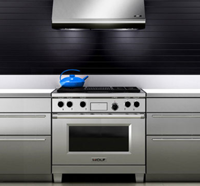 Sub-Zero, Inc. & Wolf Appliance, Inc.: Pro Collection Front view of the Wolf Pro Oven and Fume hood