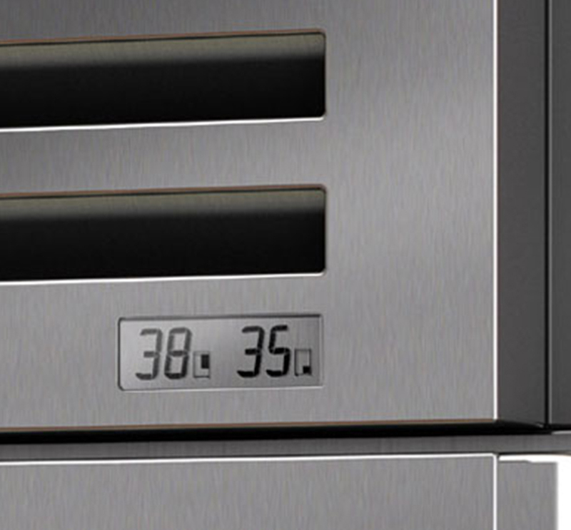 Close up of LCD temperature indicator on Sub Zero Refrigerator