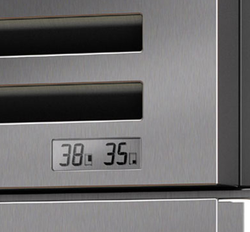 Sub-Zero, Inc. & Wolf Appliance, Inc.: Pro Collection Close up of LCD temperature indicator on Sub Zero Refrigerator