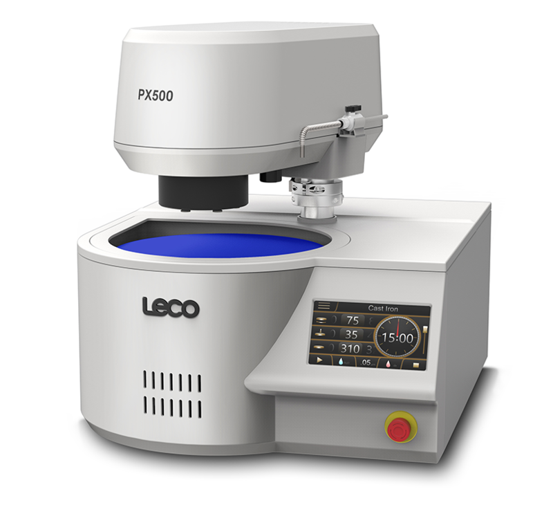 LECO Corporation: PX500 Front three-quarters view of the Leco PX500