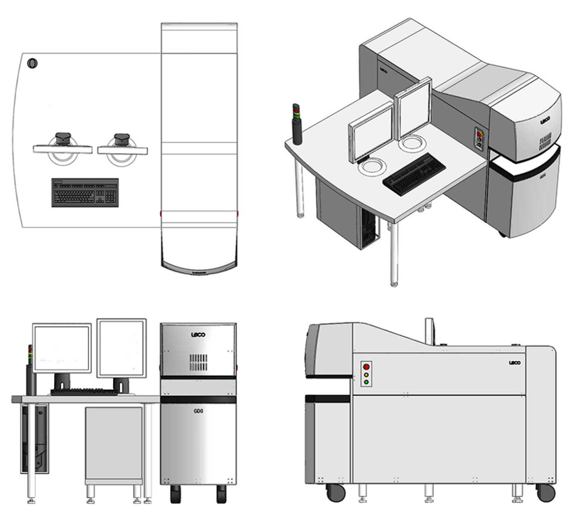 Standard four-view collage of the refined LECO GDS design