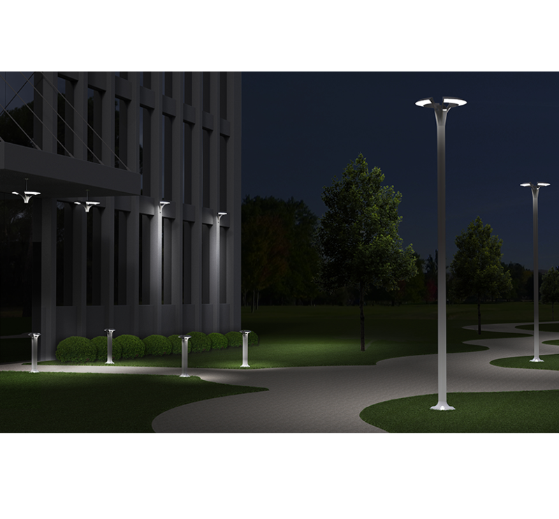 Sternberg Lighting: Sternberg Outdoor Lighting Rendering showing the selected concept in a nighttime outdoor setting