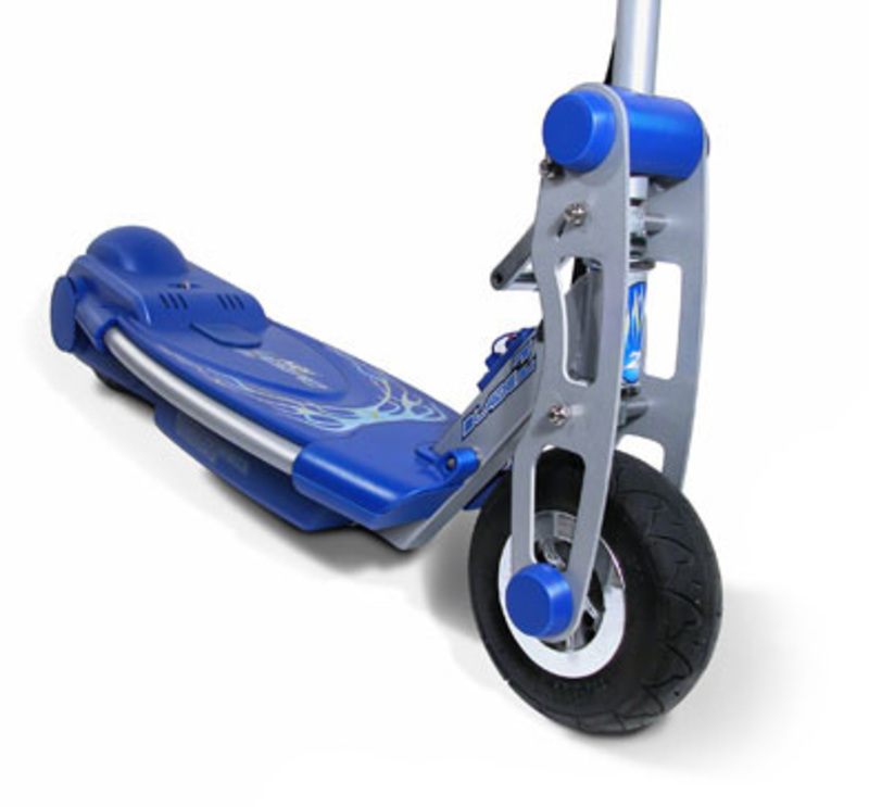 Bladez, Inc.: ION 350 Electric Scooter Detail view of the front wheel of the ION 350