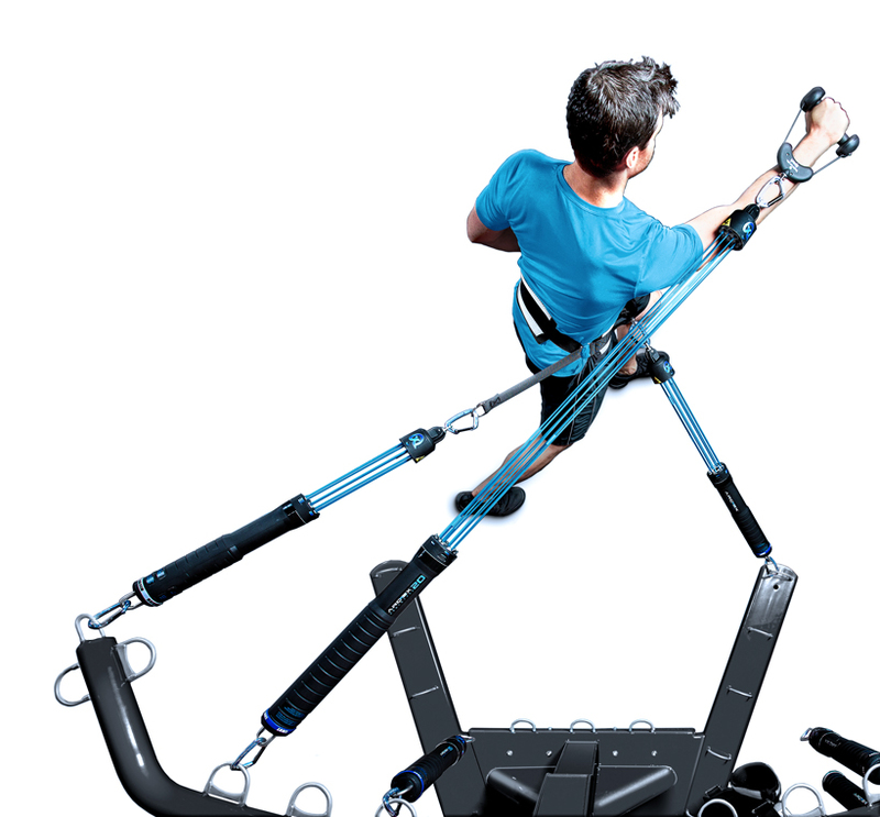 Kayezen: Vector Overhead view showing a user using the resistance bands in conjunction with the vector structure