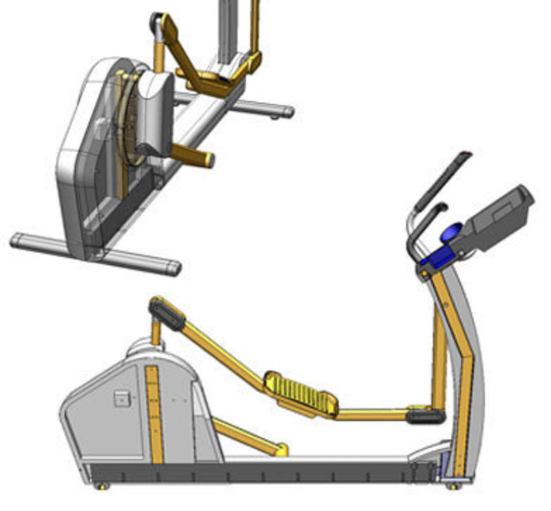 Side and overhead CAD drawings for the X7 elliptical