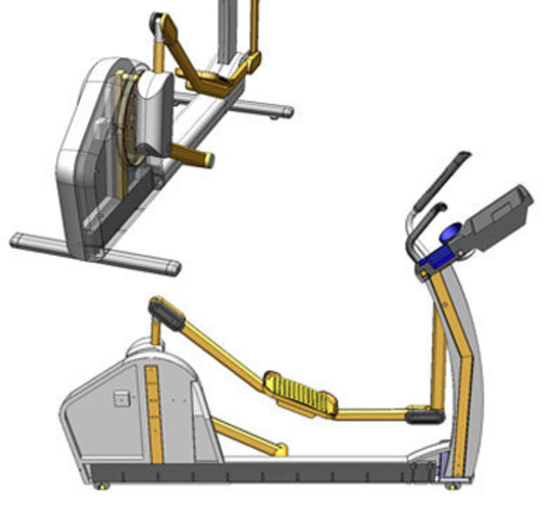 Life Fitness: X7 Elliptical Cross-Trainer Side and overhead CAD drawings for the X7 elliptical