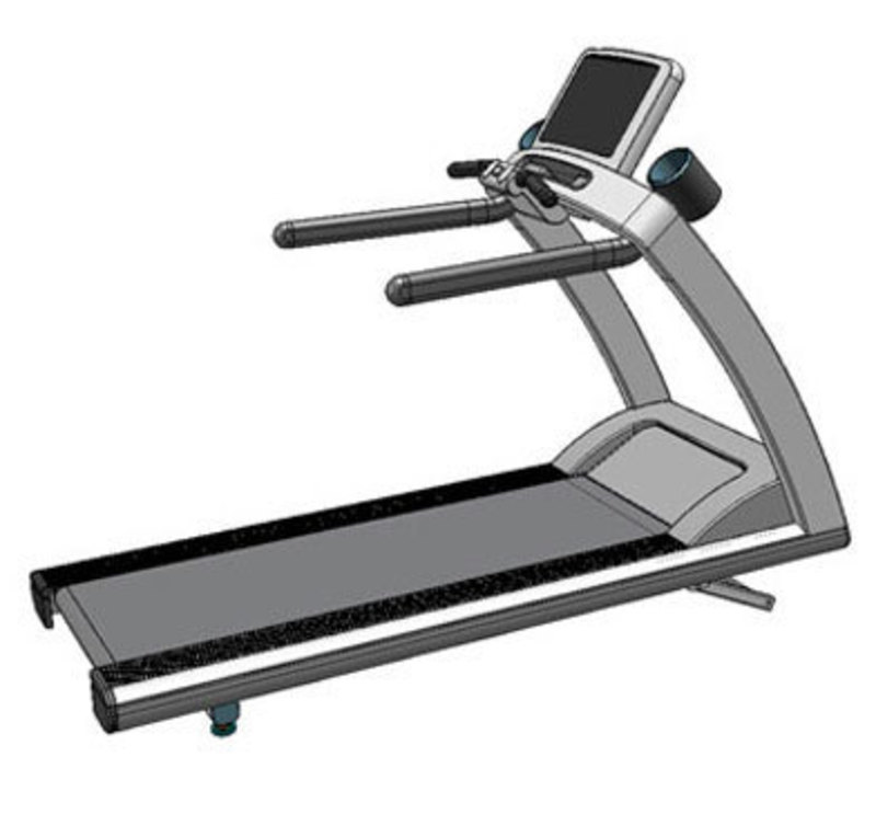 Rear three quarters SolidWorks view of the t-series treadmill