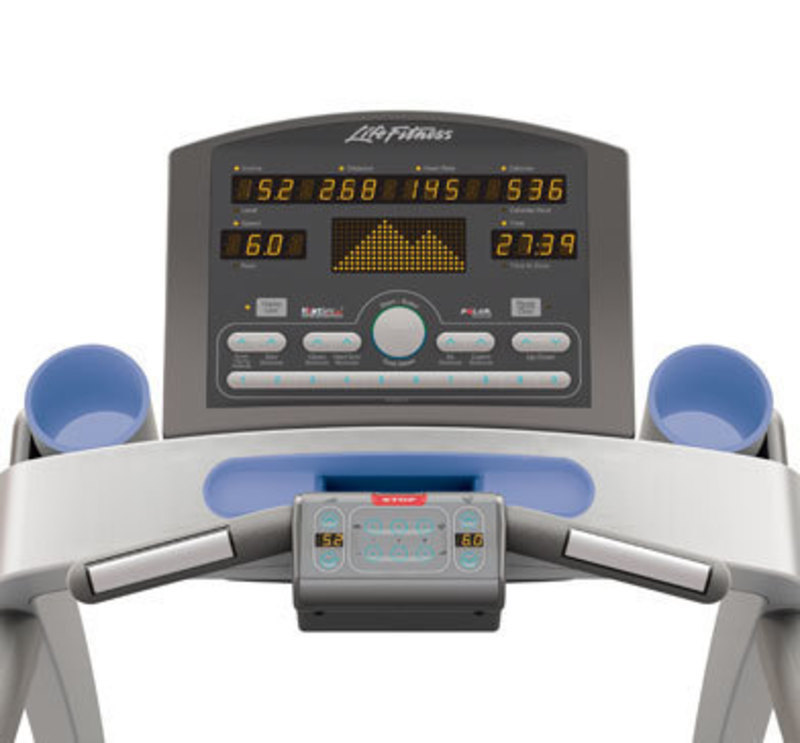 Front view rendering of the t-series treadmill control panel