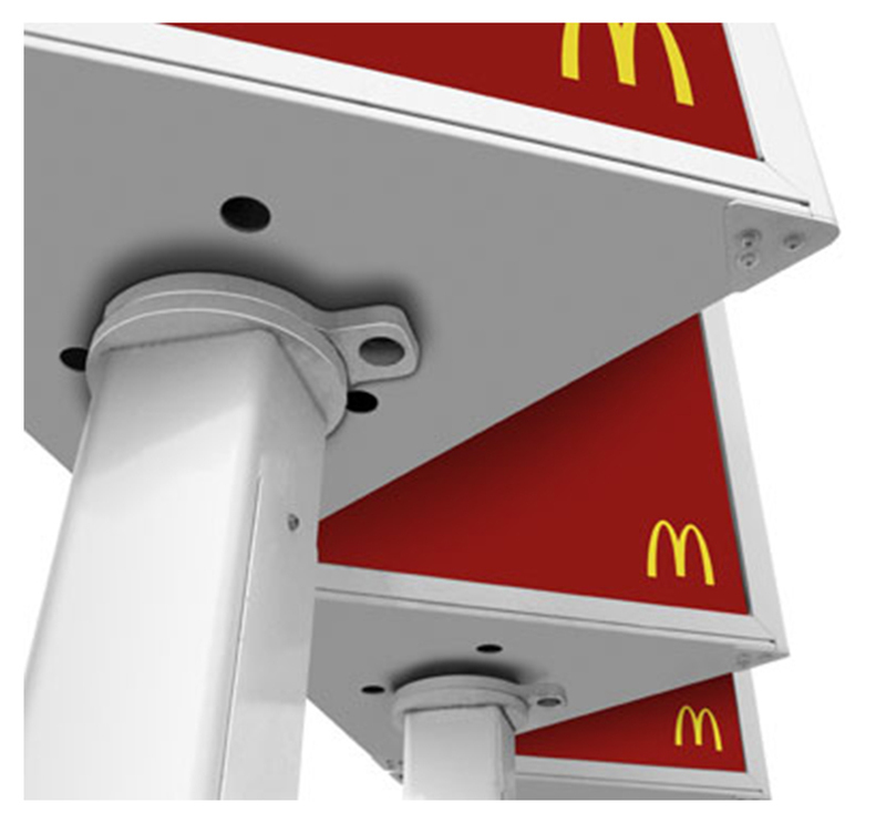 Keyser Visual: McDonald's Outdoor Menu Boards Drive-Thru System Underside of McDonald’s Menu board showing the bearing that allows rotation