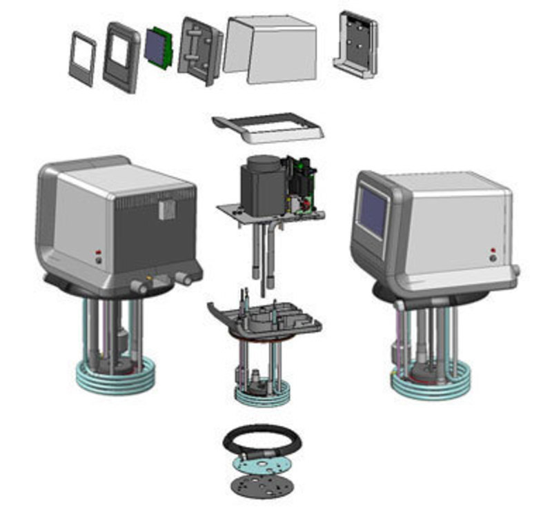 Exploded view of the PolyScience circulating bath’s control panel