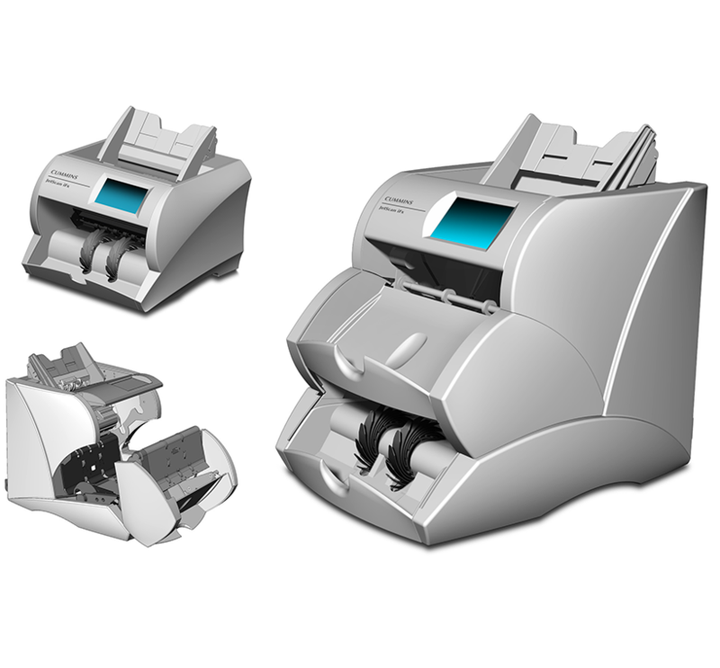 Collage view of product offerings in the JetScan i200 series currency scanner