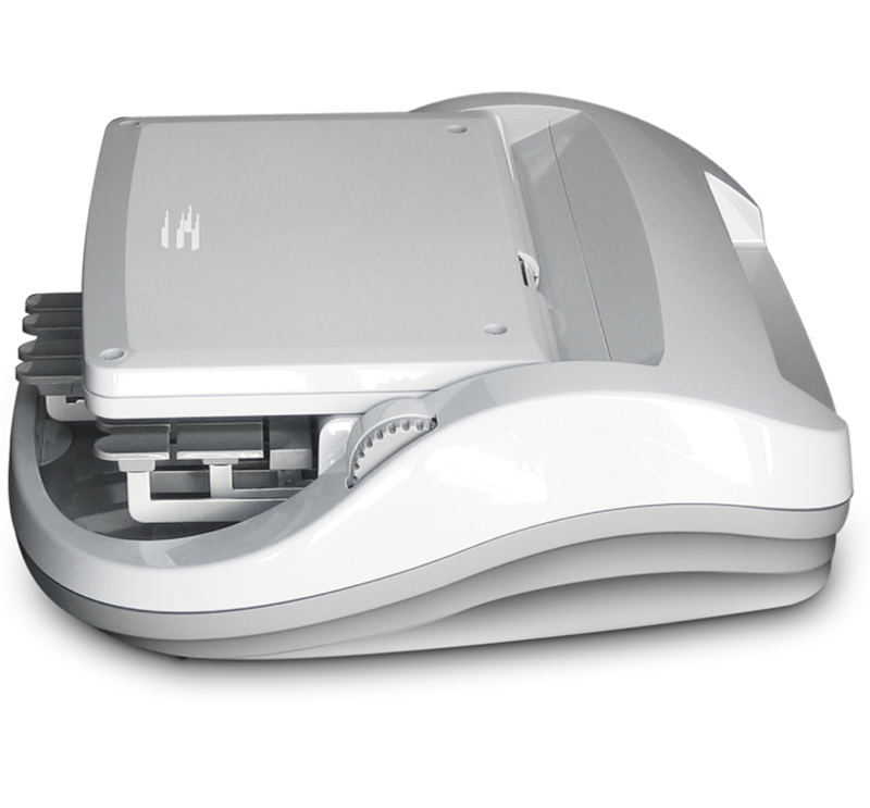 Stenograph Corporation: Diamante™ Shorthand Writer Side view of the diamante shorthand writer with the screen in its closed position