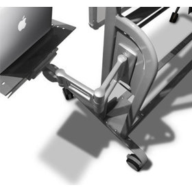 Detail view of the Explore mobile whiteboard die-cast laptop arm