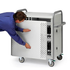 Back view of the Pulse cart showing a user removing the cart's back panel