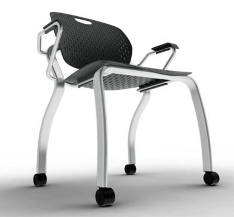 Low angle view of the explore chair showing the legs and underside of the seat