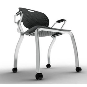 Low angle view of the explore chair showing the legs and underside of the seat