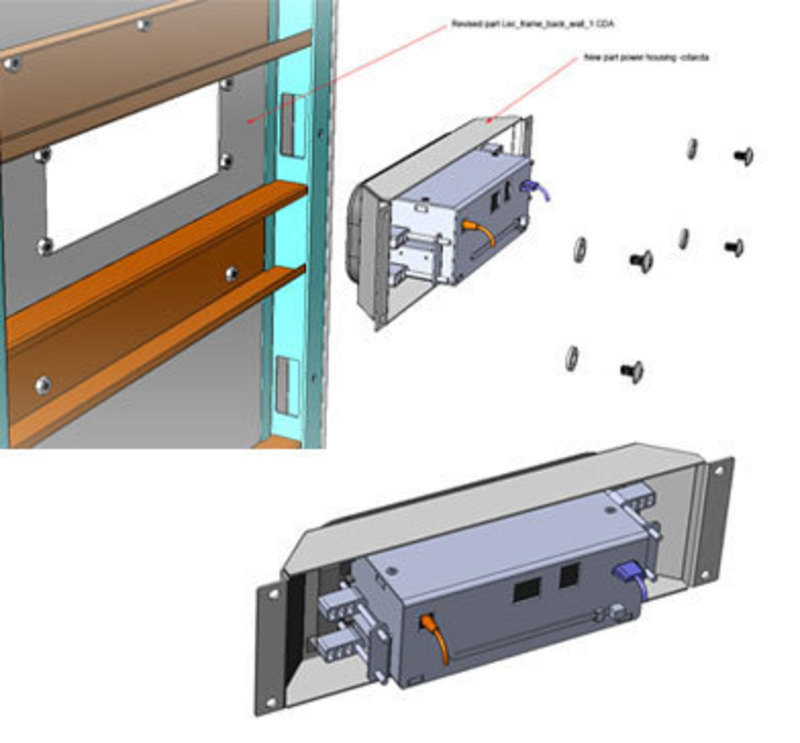 Bretford Manufacturing, Inc.: RHOMBII® Flat Panel Lectern Rhombii flat panel lectern detail of how the electronics are installed
