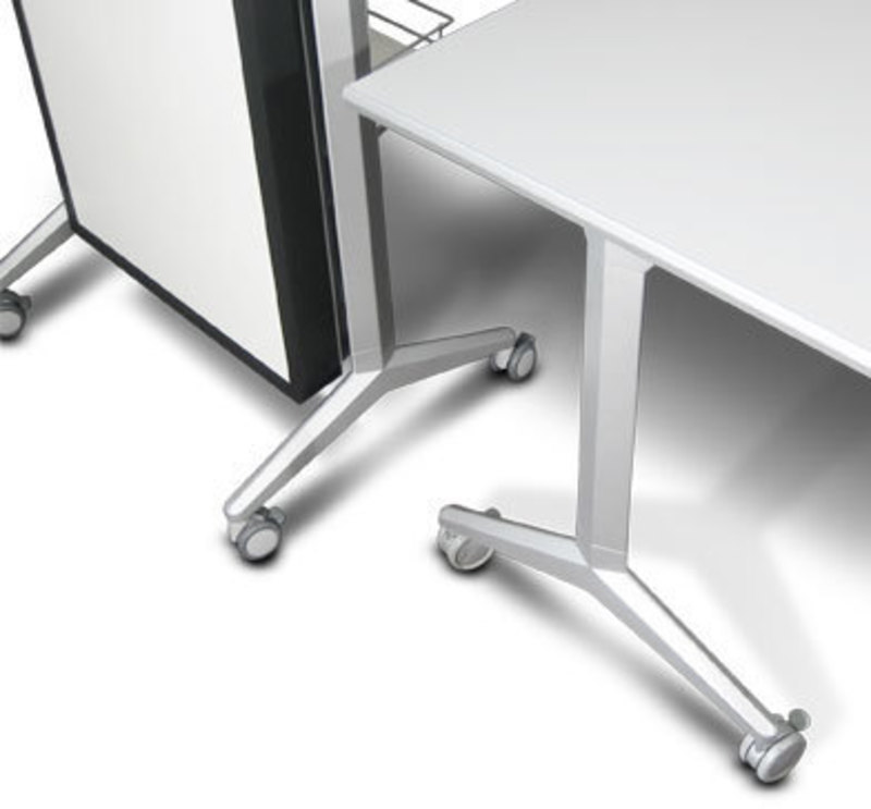 Bretford Manufacturing, Inc.: RHOMBII® Flat Panel Lectern Overhead view showing how the Rhombii lectern and table legs match