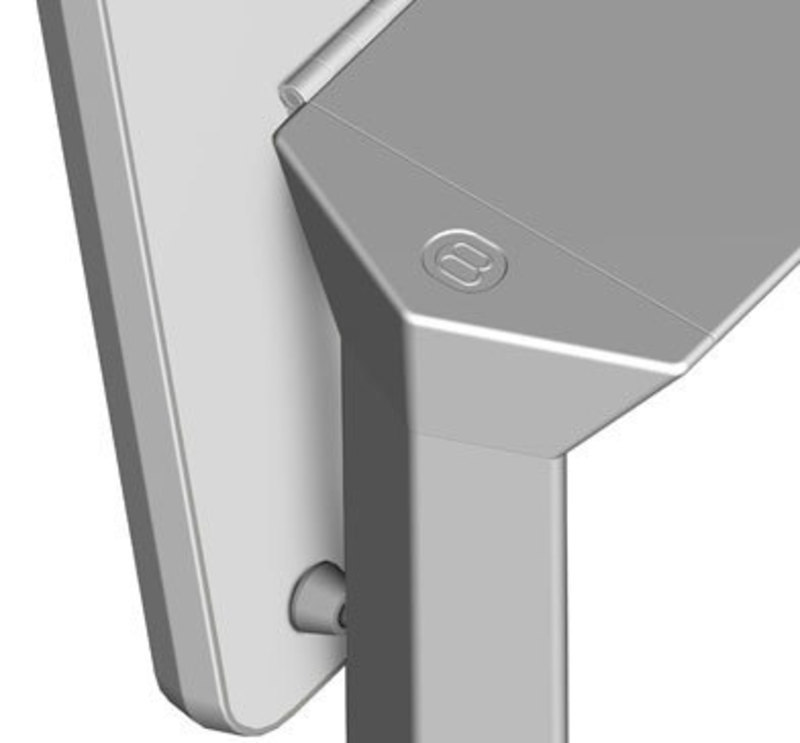 Bretford Manufacturing, Inc.: RHOMBII® Training Table Detail view showing an embossed Bretford logo on the cross support
