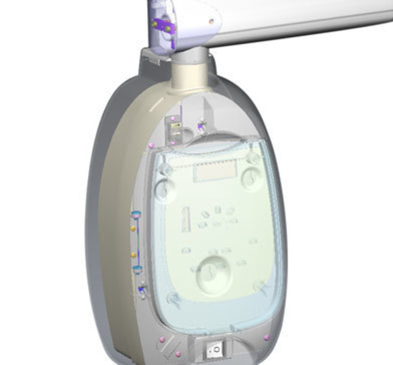 Transparent enclosure view revealing how the internal electronics fit inside the control unit