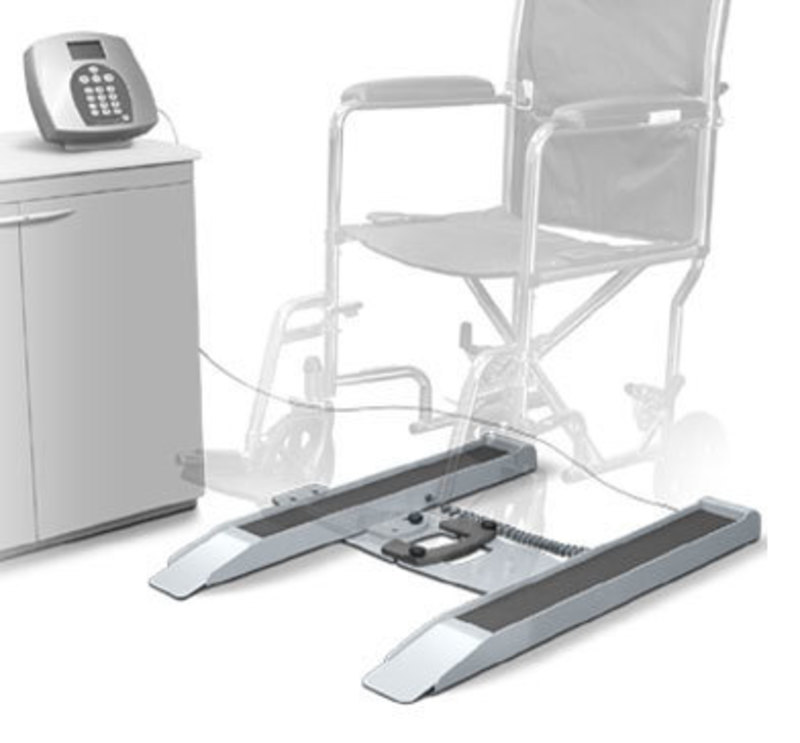 Health o meter® Professional: ProPlus® Portable Wheelchair Scale Context rendering showing how a wheelchair could be weighed