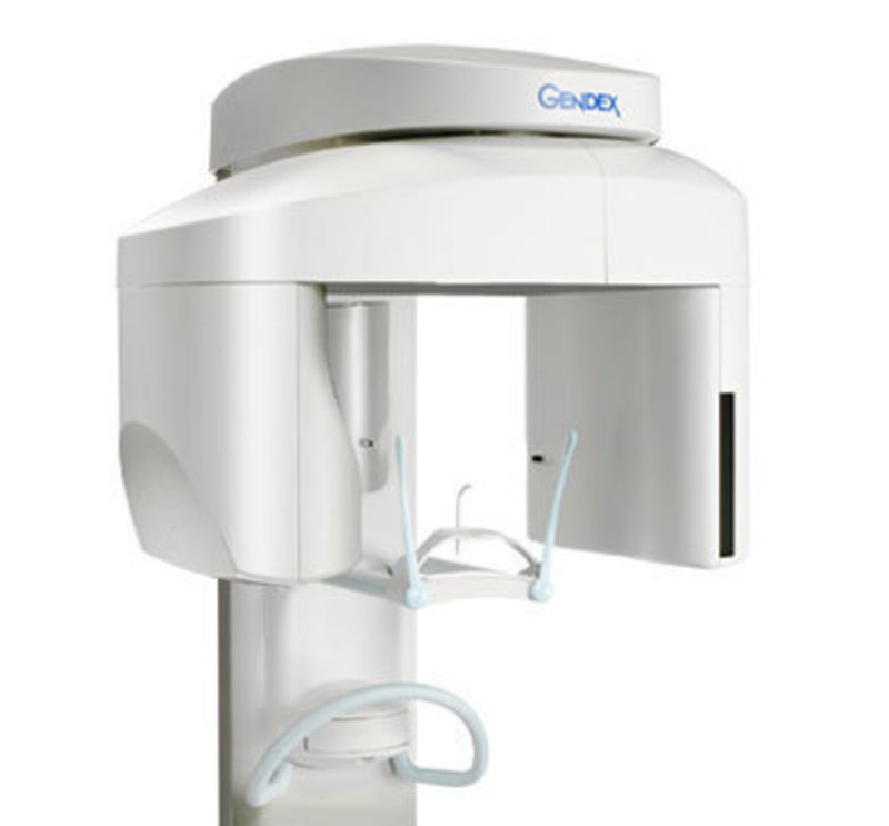 Gendex Dental Systems (KaVo): Orthoralix® 8500 Panoramic X-Ray Unit Three quarters rendered view of the Orthoralix 8500 head unit