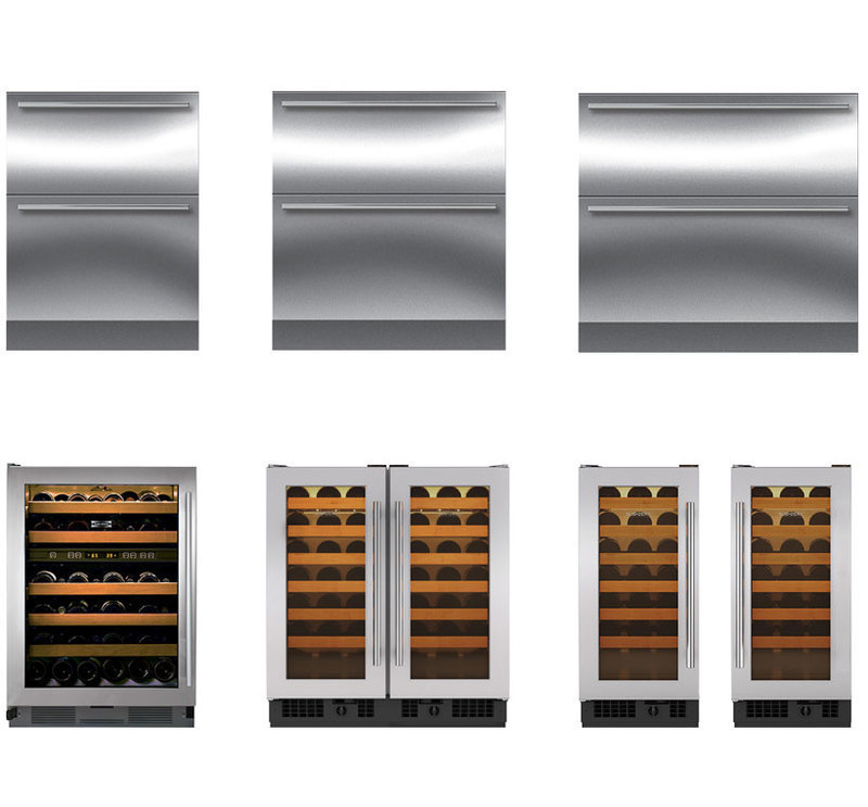 Sub-Zero, Inc.: Integrated Refrigeration Front view of wine storage and freezer drawer under-counter options